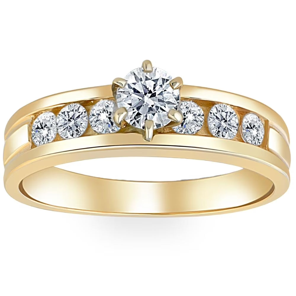 14K Yellow Gold Diamond Engagement Ring P1088