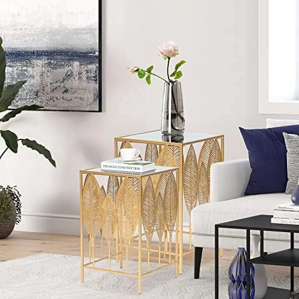 Gold Metal Slim Console Table Set of 2 T648