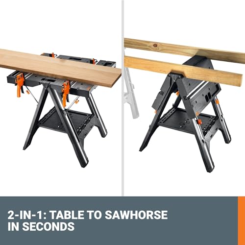 2-in-1 Folding Work Table & Sawhorse Portable Workbench E6490