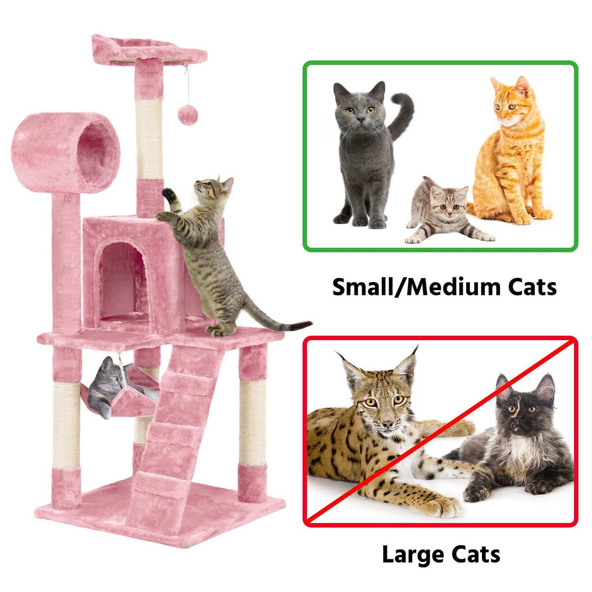 Plush Cat Tree Condo with Hammock Tunnel I817