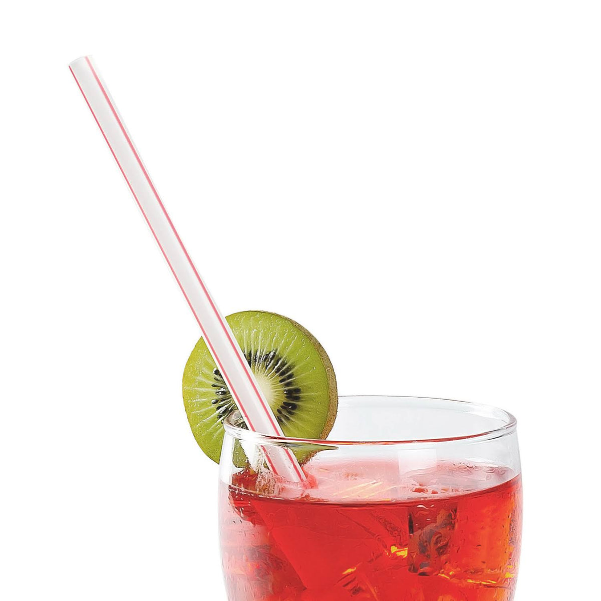 7.75x22 White with Red Stripes Paper Wrapped Straws, Case of 7,200 X39107