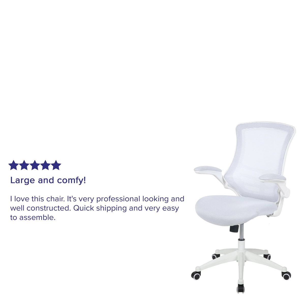 Mid-Back White Mesh Ergonomic Task Office Chair with Flip-Up Arms T254814