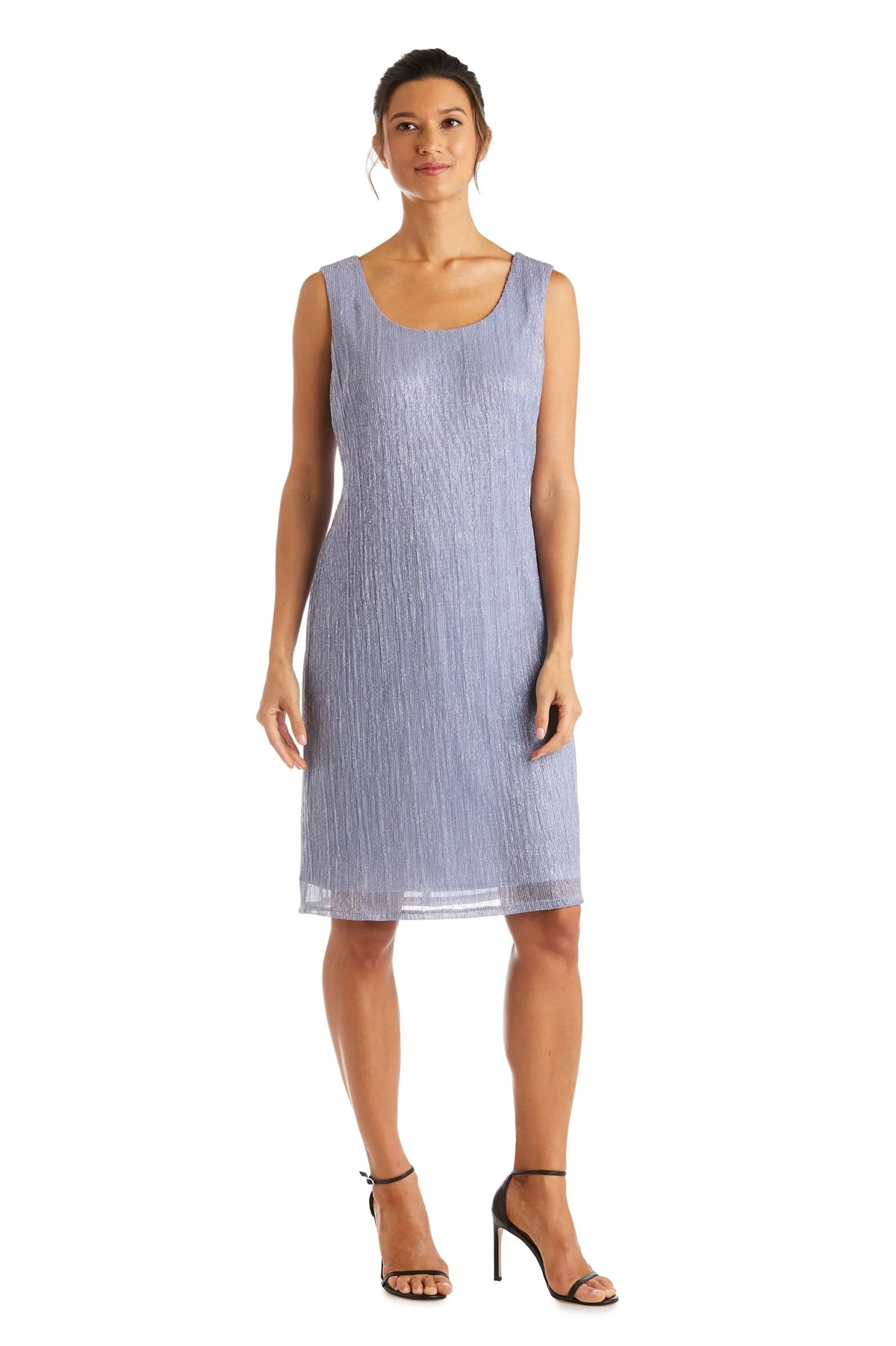 Metallic Sleeveless Dress with Matching Draped Cardigan S768503
