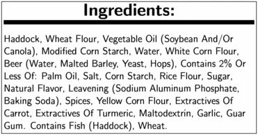 2 oz Golden Ale Battered Haddock Fillet S835