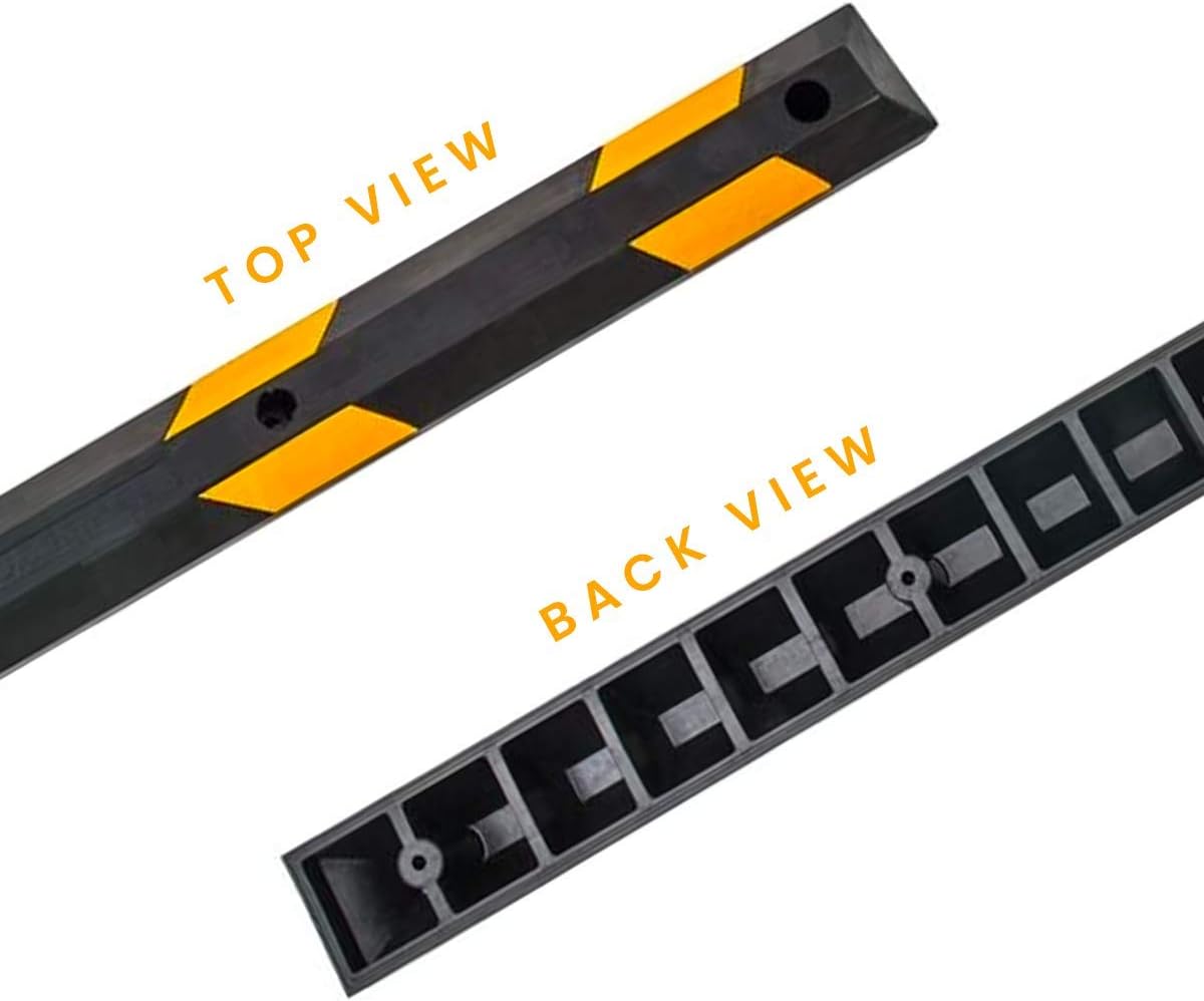 Black/Yellow Reflective Rubber Parking Wheel Stopper Block K80403