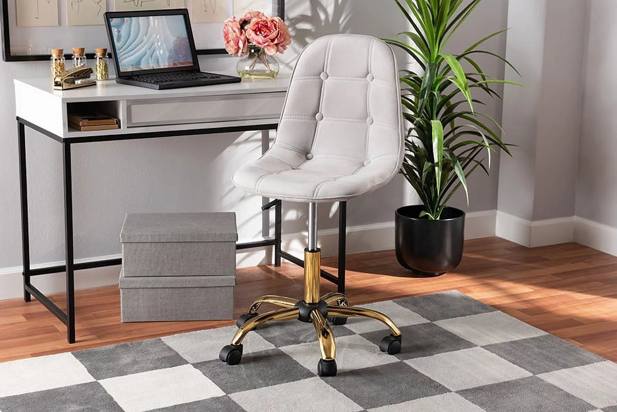 Grey Velvet Swivel Office Chair D54581