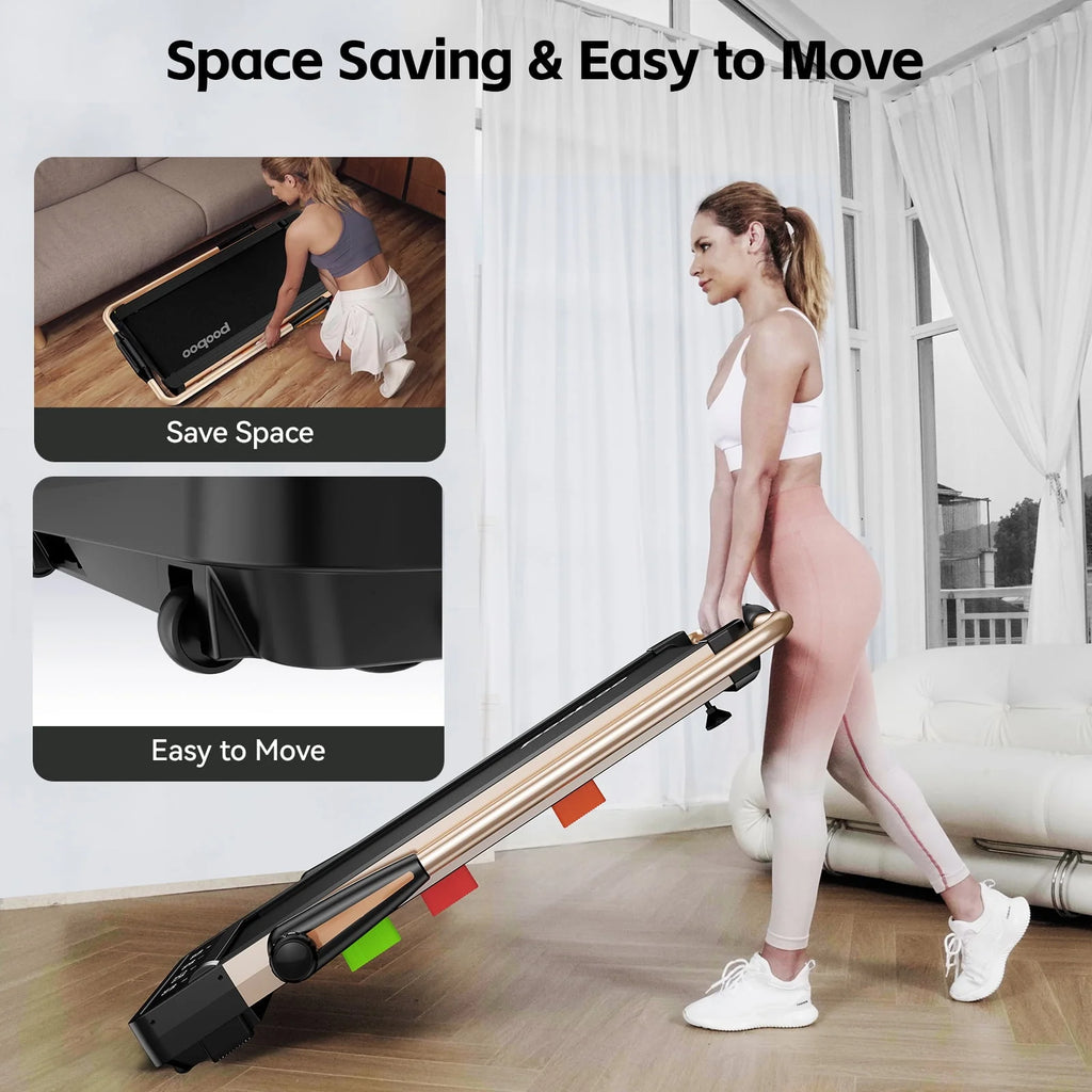 0.8-12MPH 2in1 Folding Under Desk Treadmill 2.5HP Brushless Electric Treadmill I194
