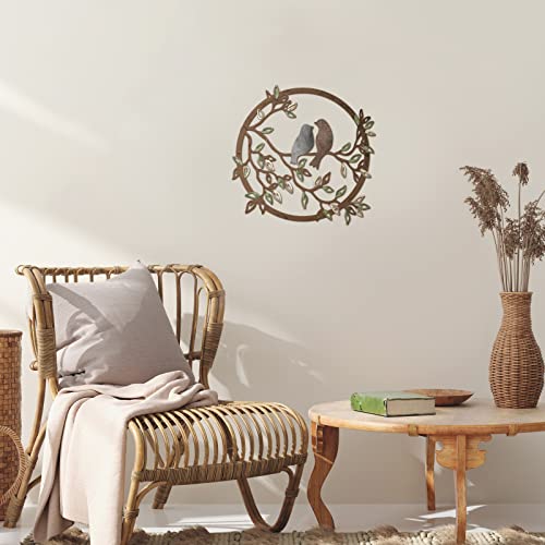 Metal Wall Art Bird on Tree Branch Bird Wall Silhouette (Black) B2936