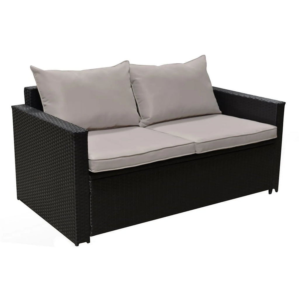 Black Wicker Outdoor Storage Sofa and Coffee Table K9322