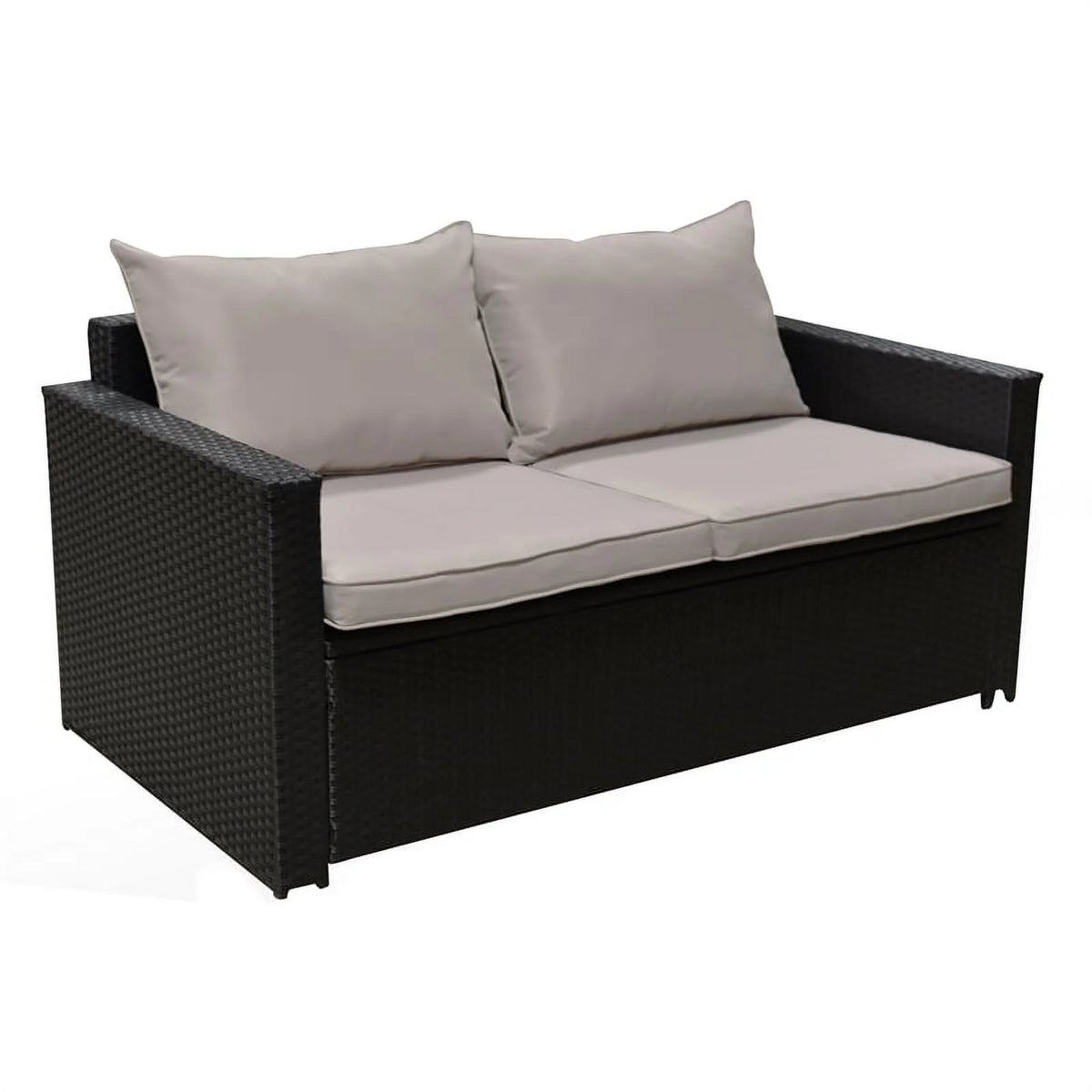 Black Wicker Outdoor Storage Sofa and Coffee Table K9322
