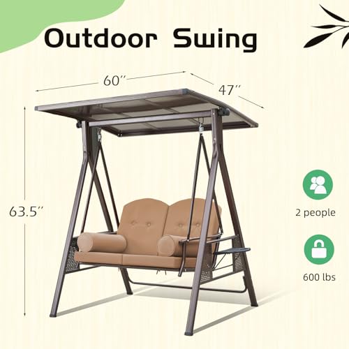 Oversized 3 Seat Outdoor Porch Swing with Hardtop A283209
