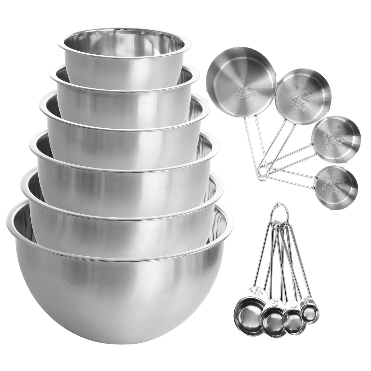 14 Piece Stainless Steel Measuring Cup and Spoon Set with Mixing Bowls N93127
