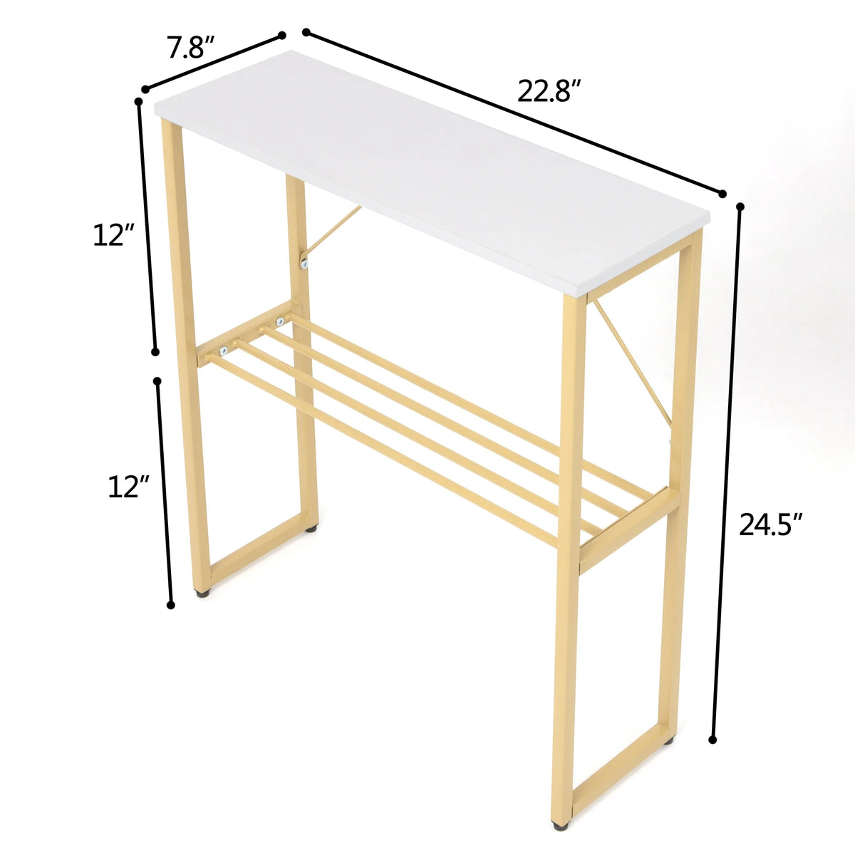 White Narrow Side Table with Shelf Z555659