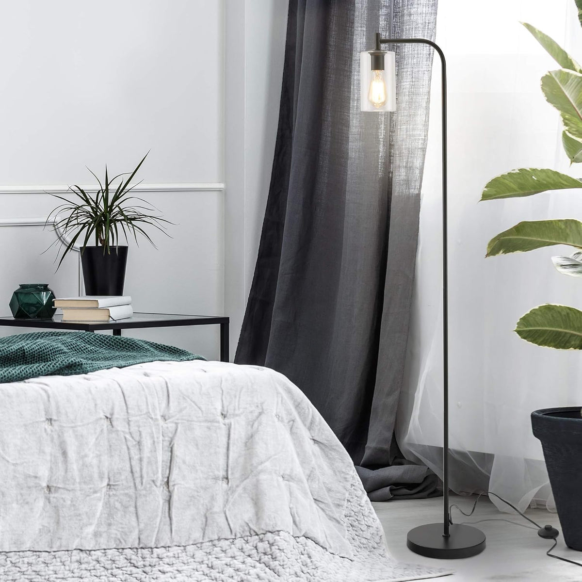 Black Floor Lamp with Glass Shade H591022