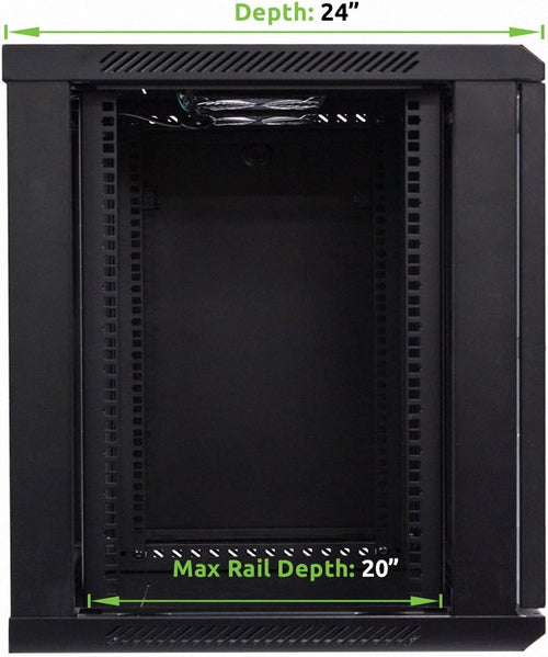 12U 19-Inch Server Network Rack with Locking Glass Door Black Q207