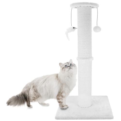 34 Inches Sisal Rope Cat Scratching Post with Hanging Ball R62484