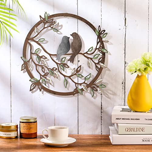 Metal Wall Art Bird on Tree Branch Bird Wall Silhouette (Black) B2936