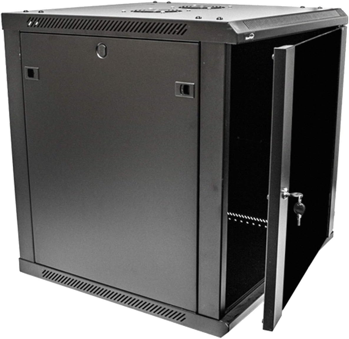 12U 19-Inch Server Network Rack with Locking Glass Door Black Q207