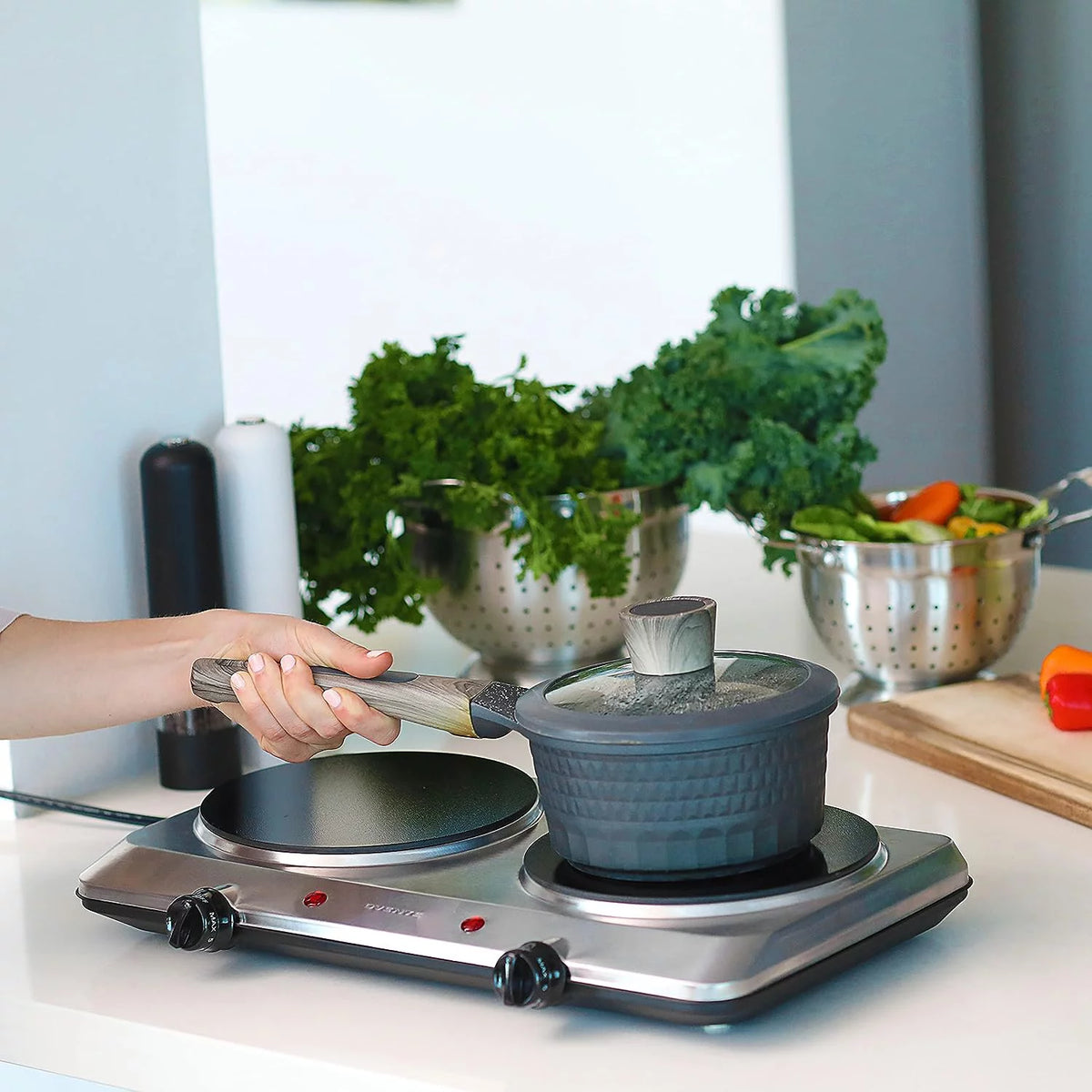 Silver Countertop Infrared Double Burner Electric Hot Plate T957