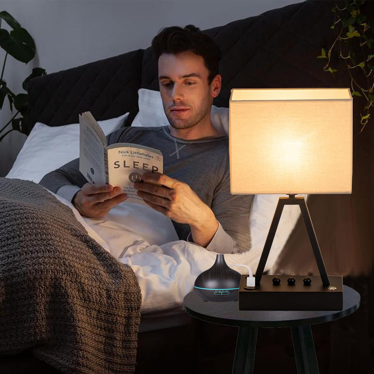 36W 2 Port USB C Fast Charger Table Lamp with USB A S614