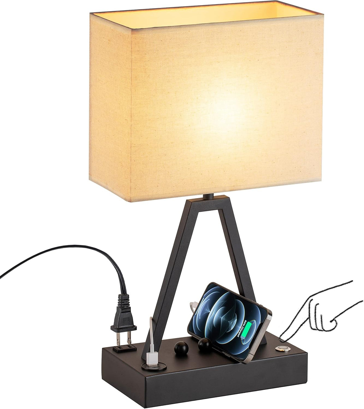 36W 2 Port USB C Fast Charger Table Lamp with USB A S614