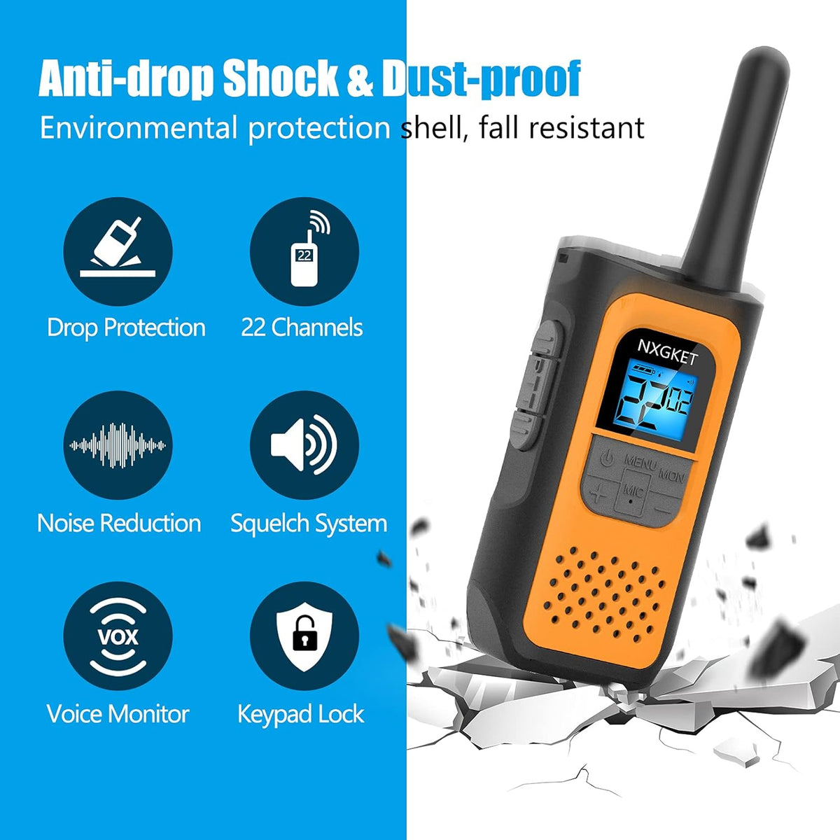 4 Pack 22 Channels Two-Way Radios Rechargeable L823