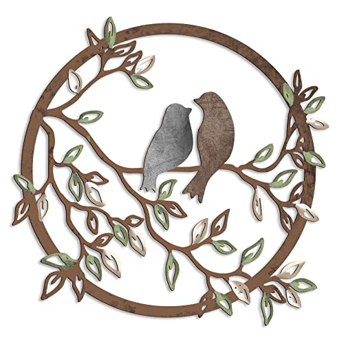Metal Wall Art Bird on Tree Branch Bird Wall Silhouette (Black) B2936