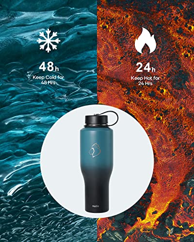 40 oz Insulated Double Wall Stainless Steel Tumbler with Handle Straw Lid and Flex Lid, Black B546376