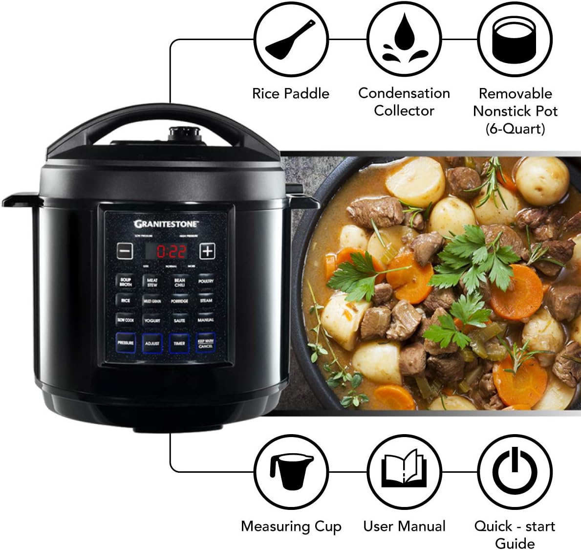 12-in-1 6 Quart Electric Pressure Cooker with LED Display A4301