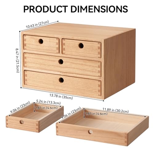 Natural Wooden Desktop Organizer with 3 Drawers F30918