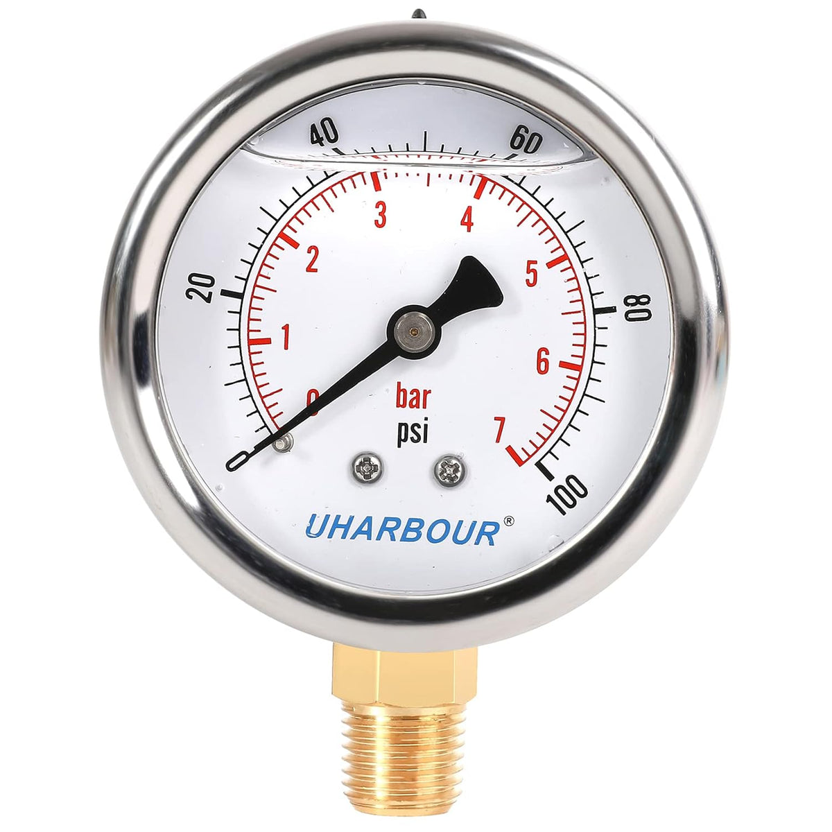 Glycerin Filled Pressure Gauge 300psi/20bar Stainless Steel 2-1/2 dial Pack of 2 T9022