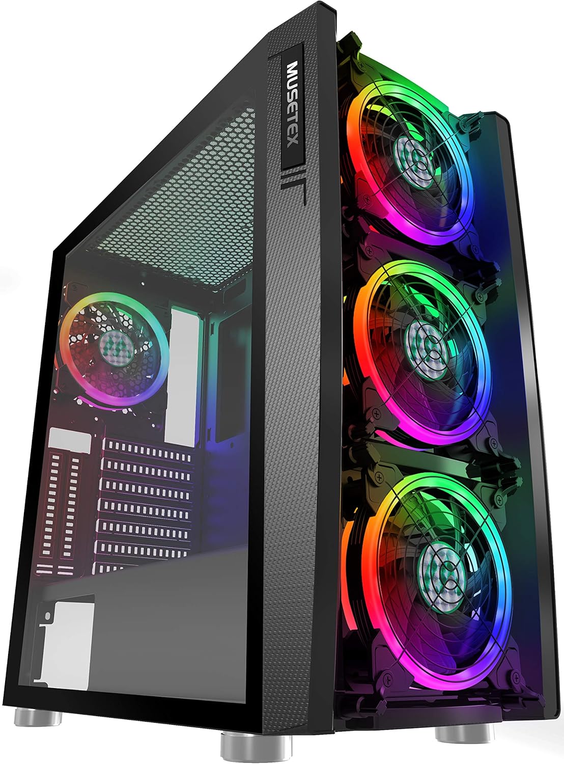 Black Mid-Tower PC Case with 6 Pcs ARGB Fans B57037
