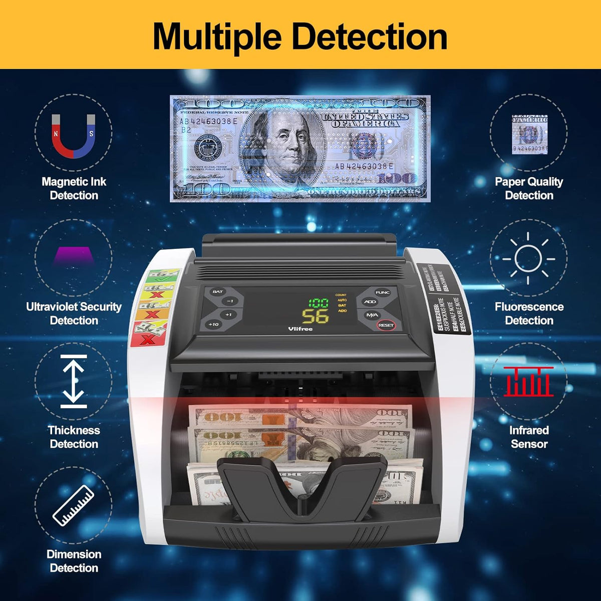Bill Counter Machine with Counterfeit Detection I9783
