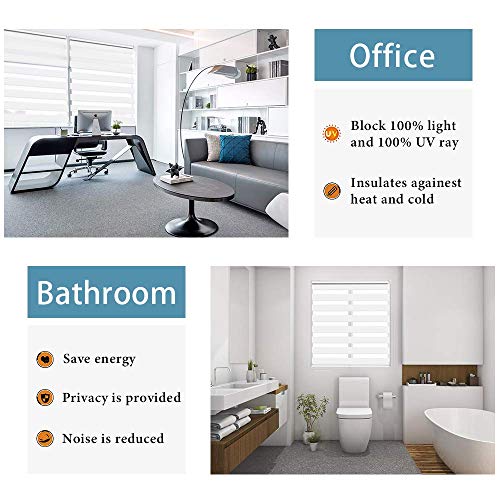 White 35.4" W x 90" H Dual Roller Zebra Blinds G318219