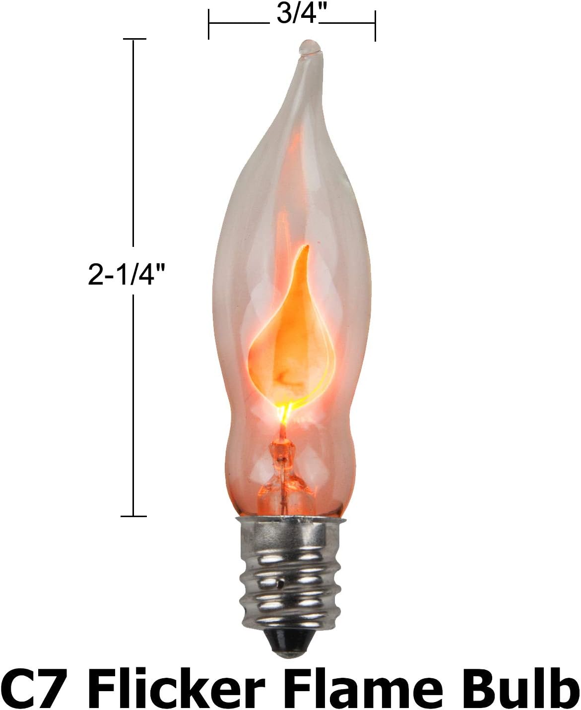3 Watt 130 Volt E12 Candelabra Base Flame Shaped Nickel Plated Base Flicker Flame Light Bulb Box of 10 Y416144