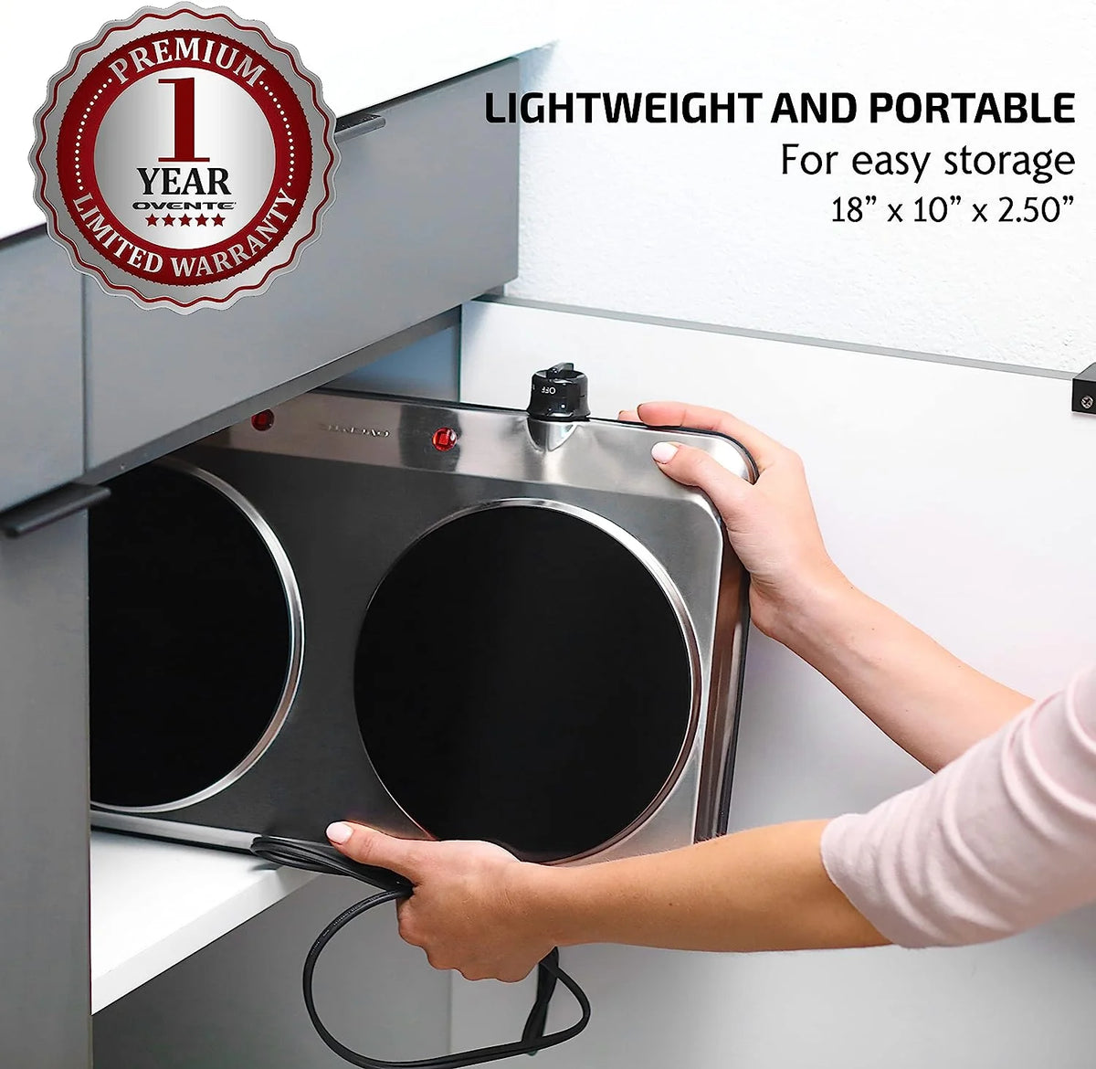 Silver Countertop Infrared Double Burner Electric Hot Plate T957