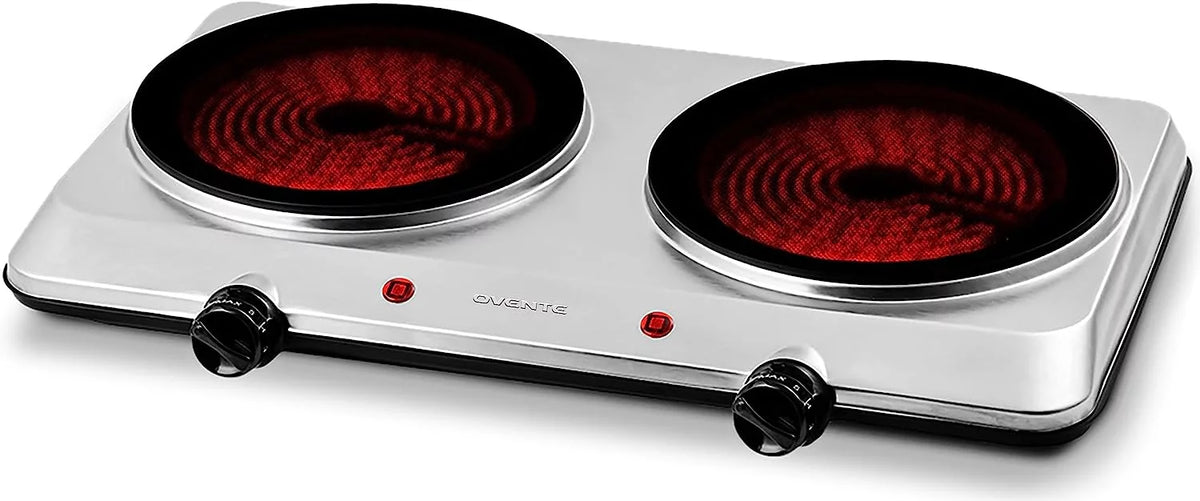 Silver Countertop Infrared Double Burner Electric Hot Plate T957