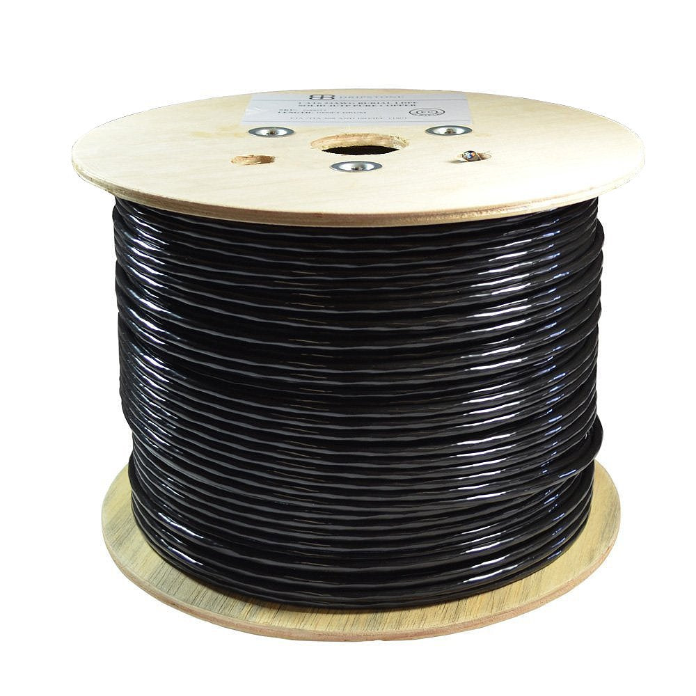 500ft CAT6 FTP Shielded Direct Burial Solid Copper Ethernet Cable 23AWG Black O175
