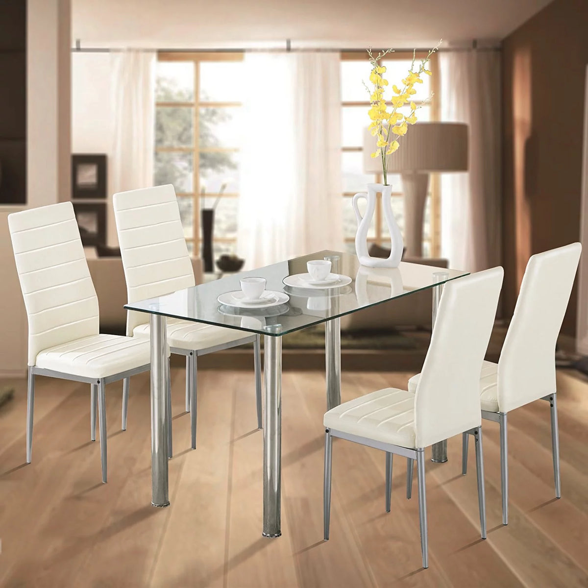 White 5 Piece Dining Table Set I5555