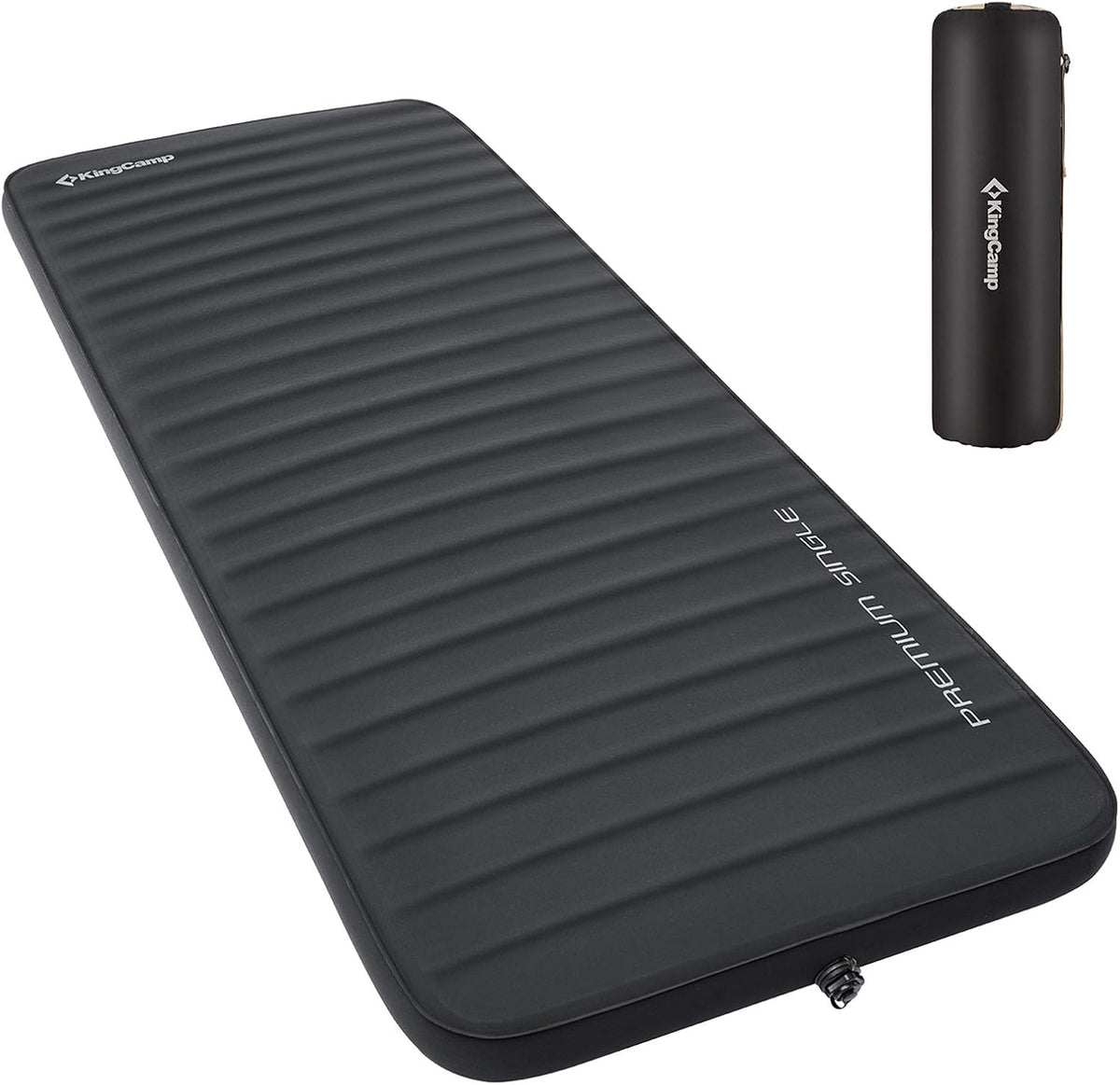 Black 3 Inch Self Inflating Sleeping Pad XL Foam Camping Air Mattress I5756