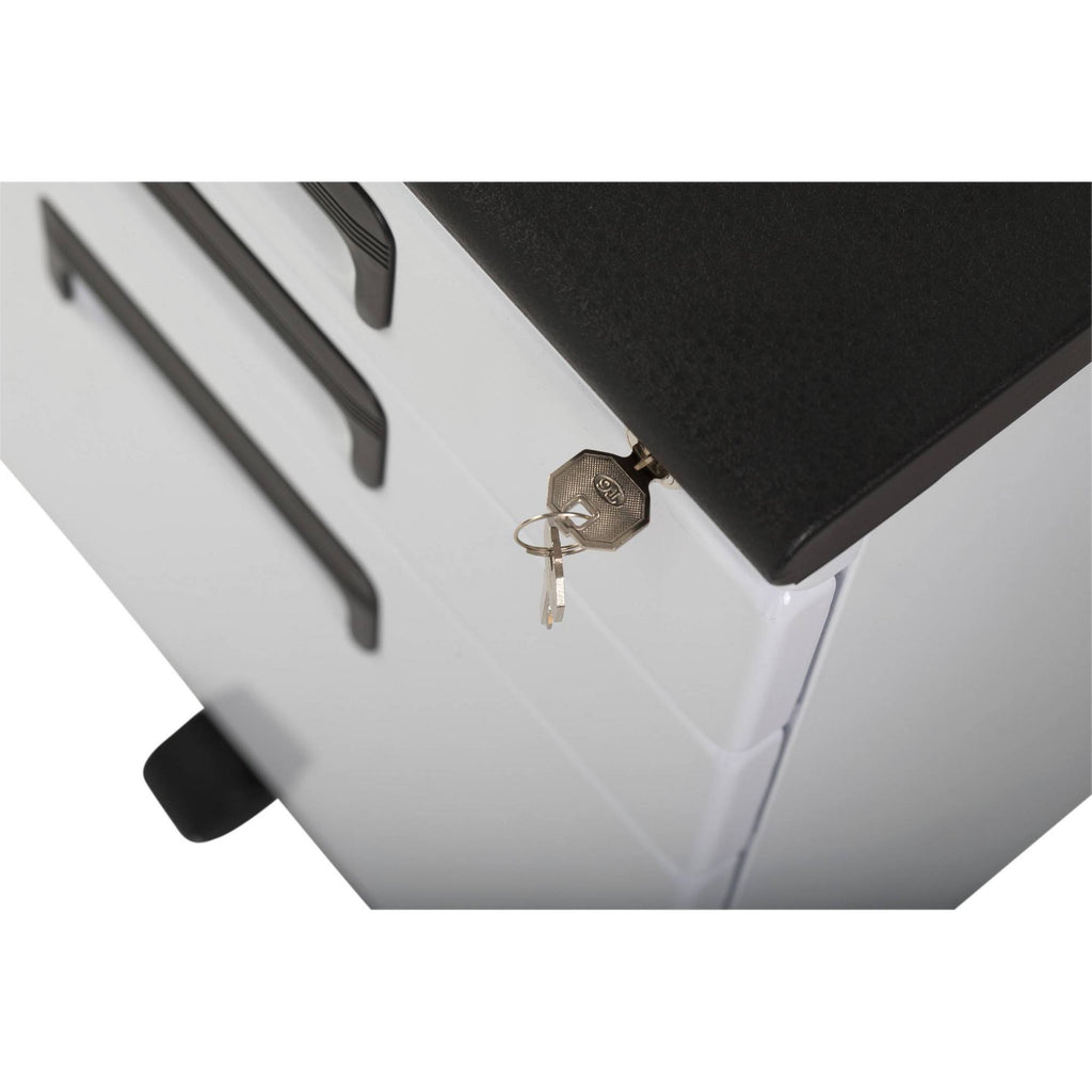 White/Black 3 Drawer Metal Rolling File Cabinet with Locking Drawers J642