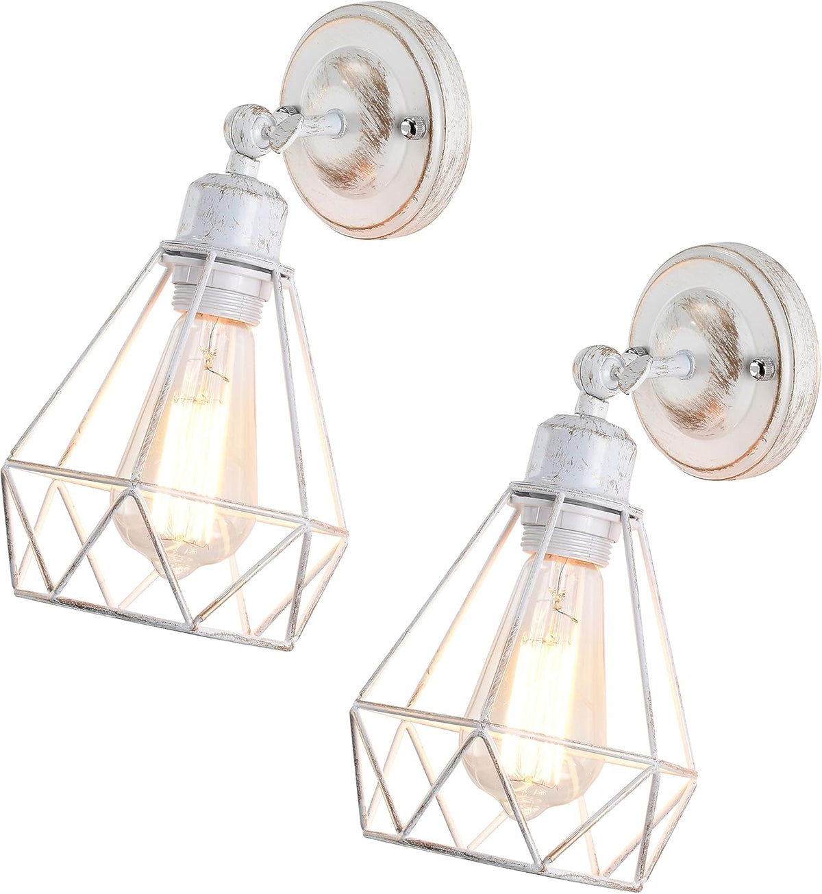 Black Wall Sconces Set of Two Metal Cage T2135