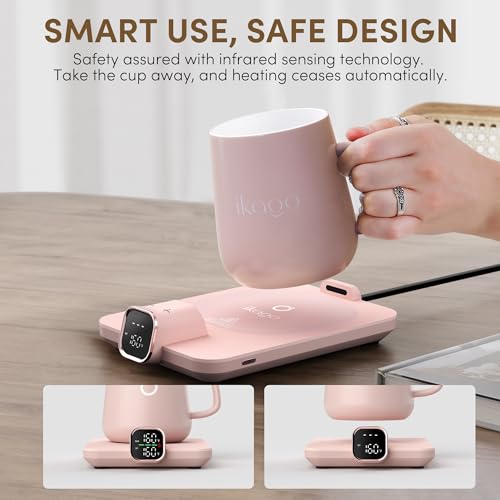 Black 15oz Temperature Control Electric Coffee Mug Warmer Set S186