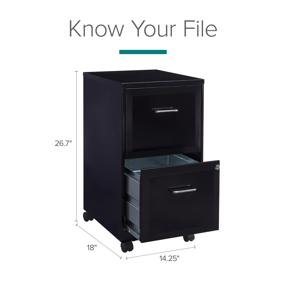 18" Deep 2 Drawer Mobile Vertical File Cabinet, Black A576769