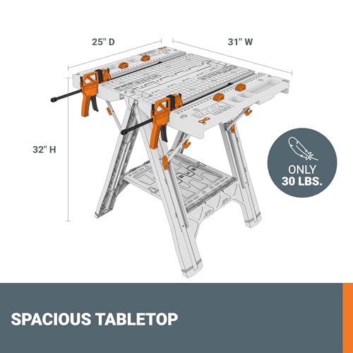 2-in-1 Folding Work Table & Sawhorse Portable Workbench E6490
