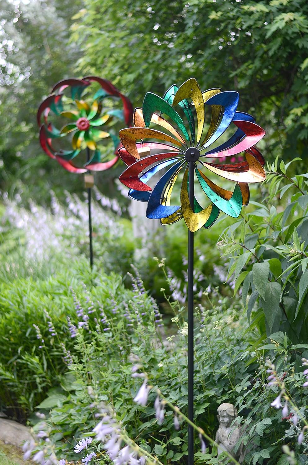 Multicolor Garden Art Spinner with Wind Powered Lights D987