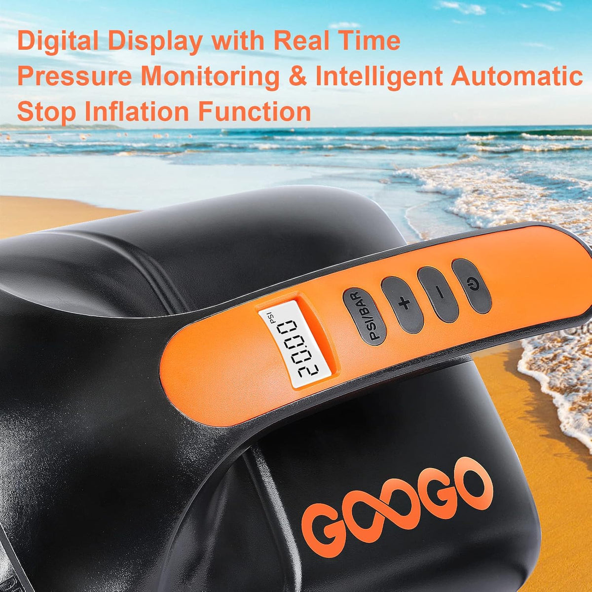 20PSI Portable Electric SUP Air Pump with LCD Auto-Off, Dual Stage Inflation & Deflation, 6 Nozzles H477760