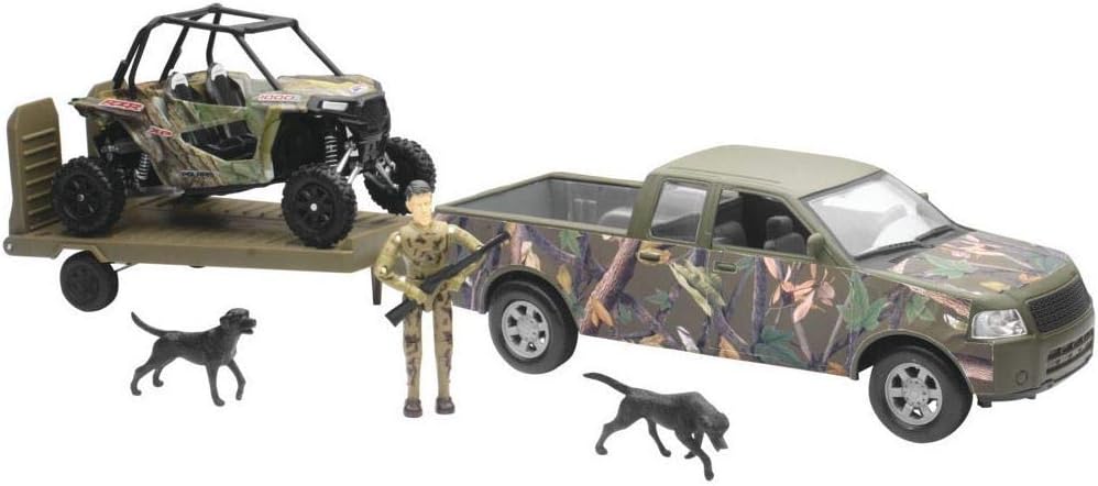 Green Camo Pickup Truck with Polaris Razor and Figure Set H154292
