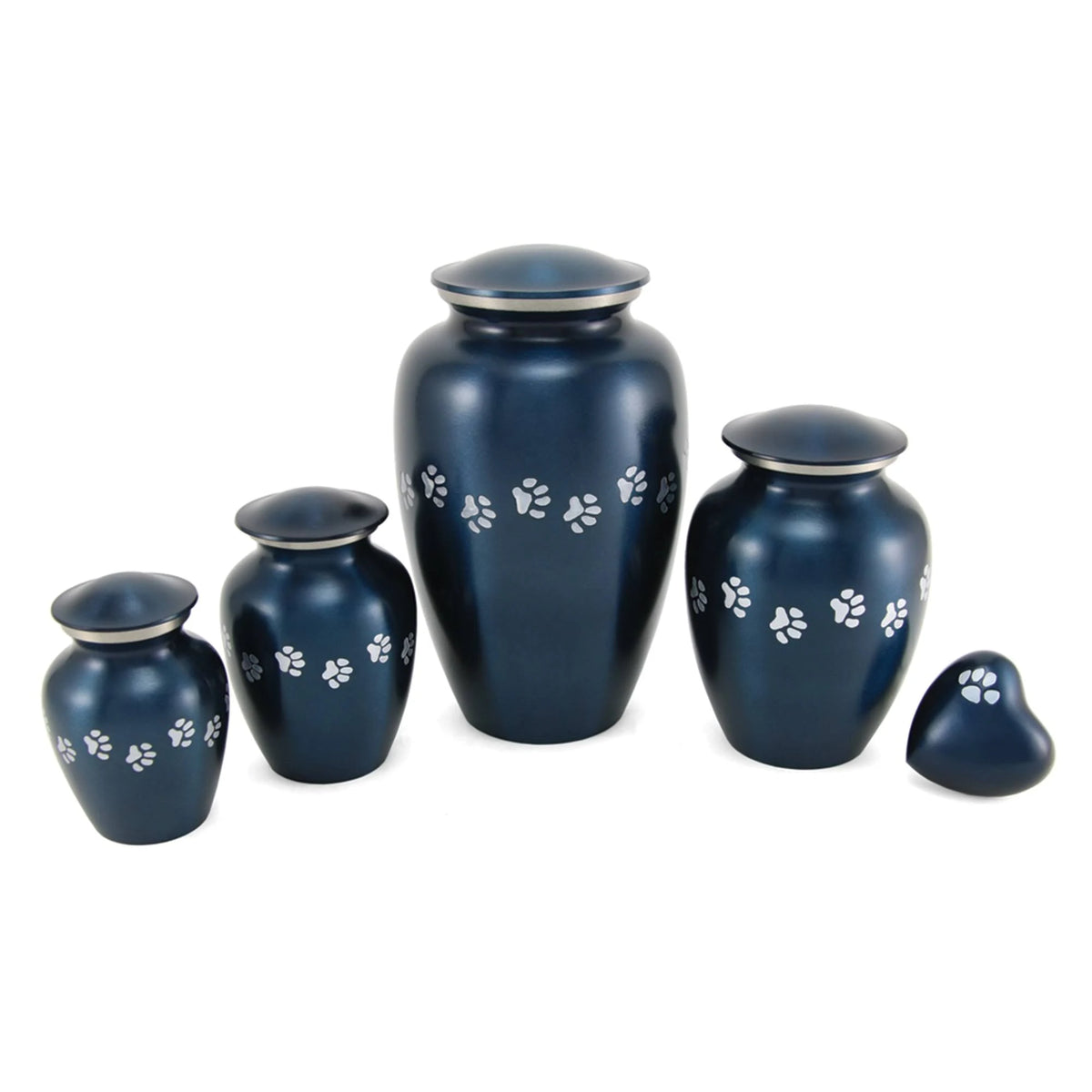 Blue Brass Paw Print Pet Heart Keepsake E57037