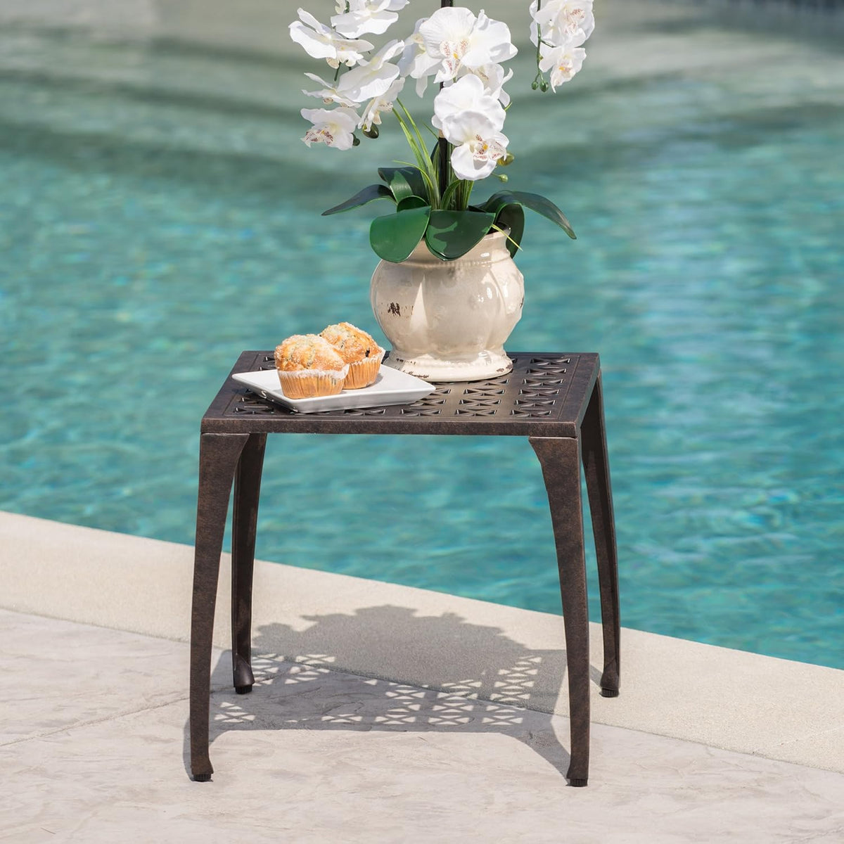 Bronze Finished Cast Aluminum Side Table E3995
